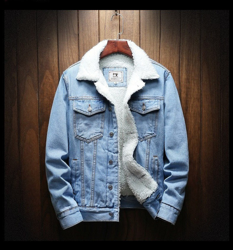 Ryan | Men's Denim Trucker Jacket with Fleece Lining, Insulated Winter Jacket | Animated Apparel