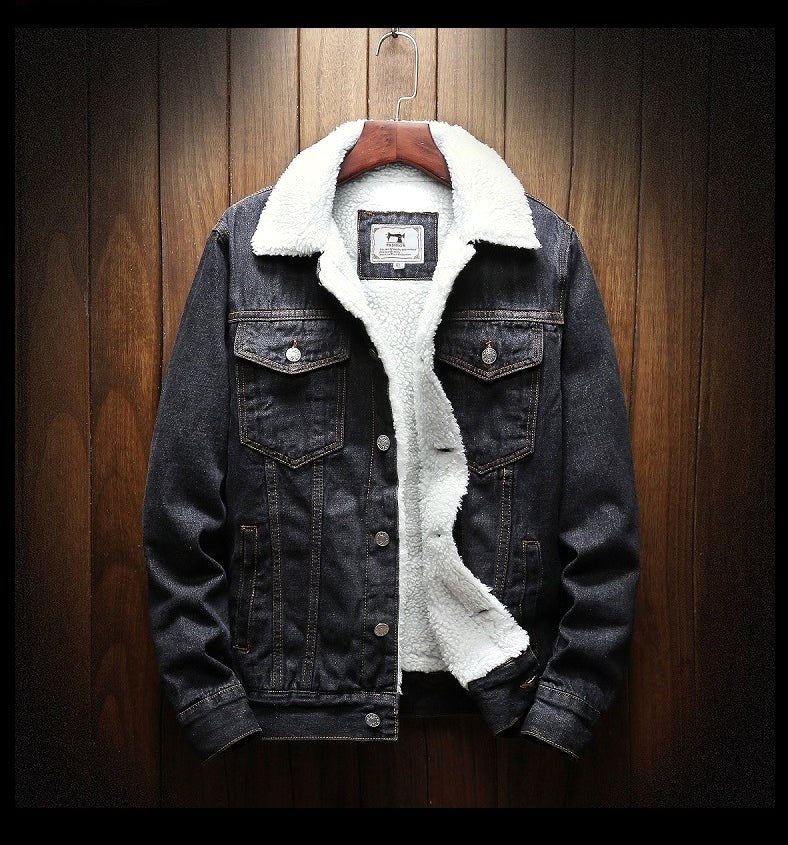 Ryan | Men's Denim Trucker Jacket with Fleece Lining, Insulated Winter Jacket | Animated Apparel