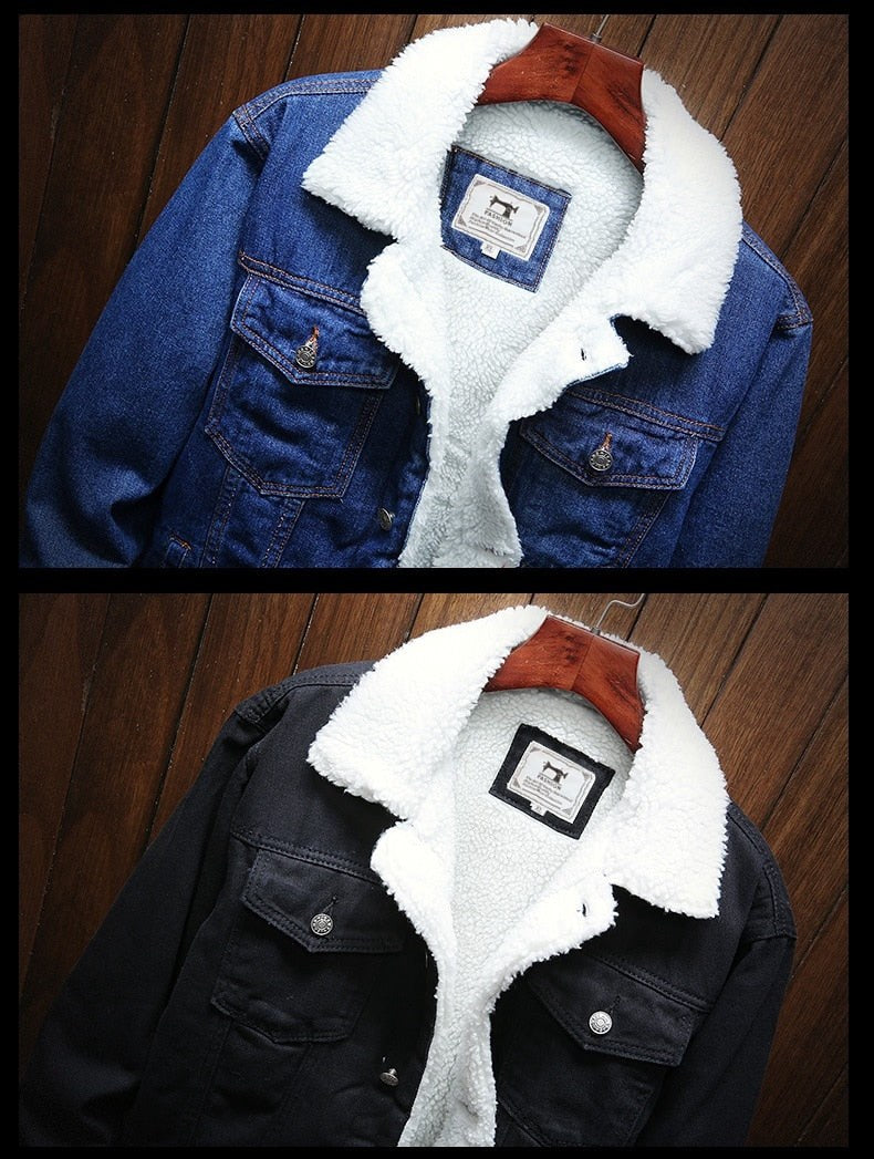 Ryan | Men's Denim Trucker Jacket with Fleece Lining, Insulated Winter Jacket | Animated Apparel