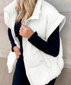 Colette | Women's Sleeveless Quilted Puffer Vest, Stand Collar Gilet | Animated Apparel | Black
