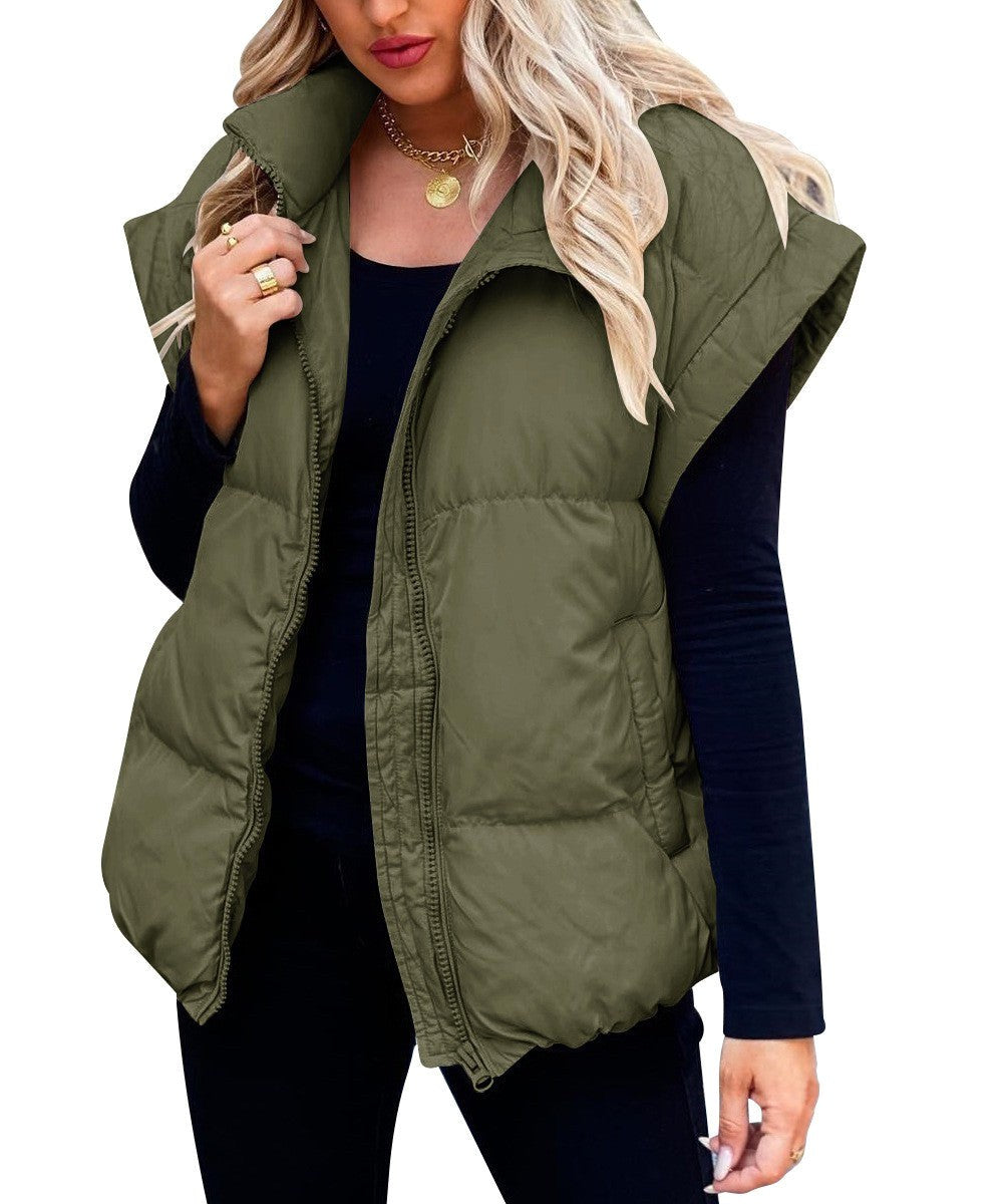 Colette | Women's Sleeveless Quilted Puffer Vest, Stand Collar Gilet | Animated Apparel