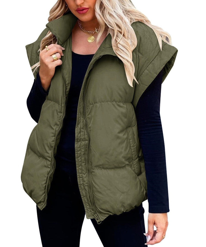 Colette | Women's Sleeveless Quilted Puffer Vest, Stand Collar Gilet | Animated Apparel