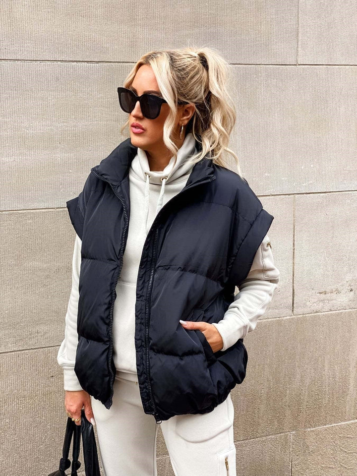 Colette | Women's Sleeveless Quilted Puffer Vest, Stand Collar Gilet | Animated Apparel