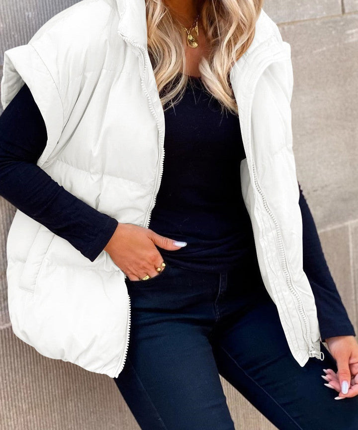 Colette | Women's Sleeveless Quilted Puffer Vest, Stand Collar Gilet | Animated Apparel