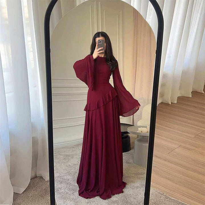 Colette | Women's Tiered Maxi Dress with Bell Sleeves, Formal Wedding Guest Dress | Animated Apparel