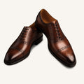 Colin | Men's Leather Brogue Dress Shoes, Formal Cowhide Loafers | Animated Apparel | Brown