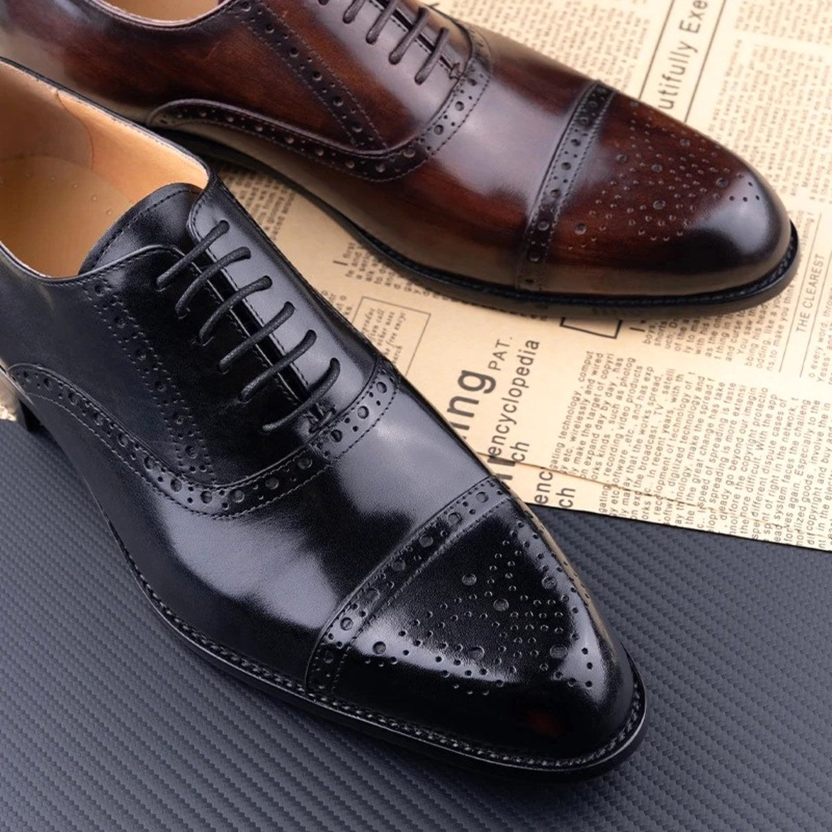 Colin | Men's Leather Brogue Dress Shoes, Formal Cowhide Loafers | Animated Apparel