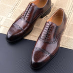 Colin | Men's Leather Brogue Dress Shoes, Formal Cowhide Loafers | Animated Apparel