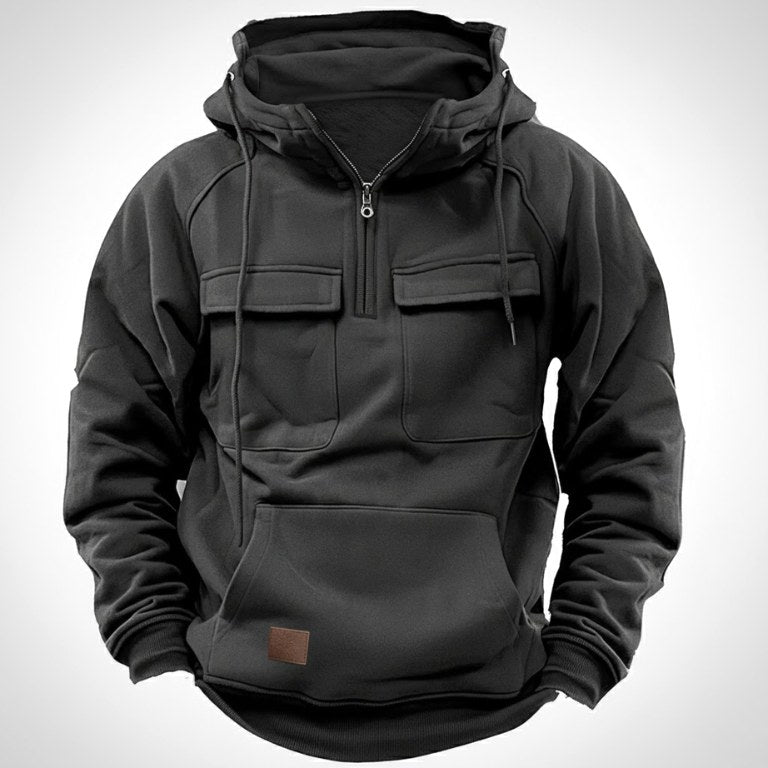 Colin | Men's Thick Cotton-Blend Hoodie, Warm Utility Hoodie | Animated Apparel | Khaki