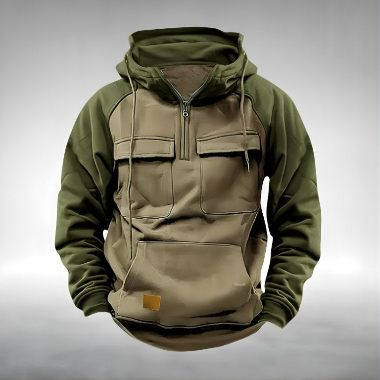 Colin | Men's Thick Cotton-Blend Hoodie, Warm Utility Hoodie | Animated Apparel | Black
