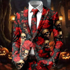 Colton | Women's Statement Blazer with Skull Print, Tailored Blazer | Animated Apparel | Red