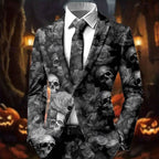 Colton | Women's Statement Blazer with Skull Print, Tailored Blazer | Animated Apparel | Gray