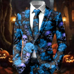 Colton | Women's Statement Blazer with Skull Print, Tailored Blazer | Animated Apparel | Blue