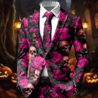 Colton | Women's Statement Blazer with Skull Print, Tailored Blazer | Animated Apparel | Rose Red