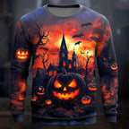 Connor | Men's Halloween Graphic Crew Neck Sweatshirt, Relaxed Autumn Sweater | Animated Apparel | Orange