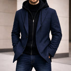 Connor | Men's Tailored Double-Layer Coat, Structured Wool-Blend Coat | Animated Apparel | Navy Blue