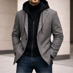 Connor | Men's Tailored Double-Layer Coat, Structured Wool-Blend Coat | Animated Apparel | Grey