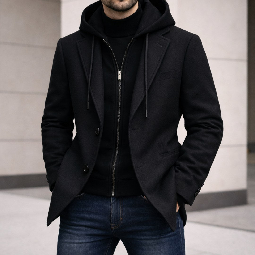 Connor | Men's Tailored Double-Layer Coat, Structured Wool-Blend Coat | Animated Apparel | Camel