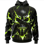 Cooper | Men's Halloween Skull Graphic Hoodie, Relaxed Hooded Sweater | Animated Apparel | Green