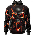 Cooper | Men's Halloween Skull Graphic Hoodie, Relaxed Hooded Sweater | Animated Apparel | Red
