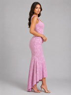 Cora | Women's Floral Corset Maxi Dress, Asymmetrical Hem Maxi Dress | Animated Apparel