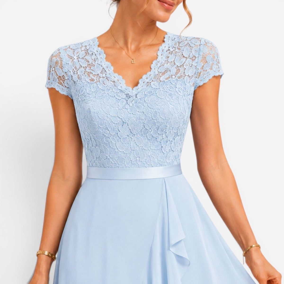 Delilah | Women's Lace Midi Dress, Burgundy V-Neck Occasion Dress | Animated Apparel