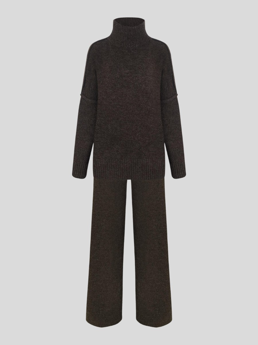 Corinne | Women's Oversized Two-Piece Set, Wide-Leg Turtleneck Lounge Set | Animated Apparel