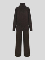 Corinne | Women's Oversized Two-Piece Set, Wide-Leg Turtleneck Lounge Set | Animated Apparel