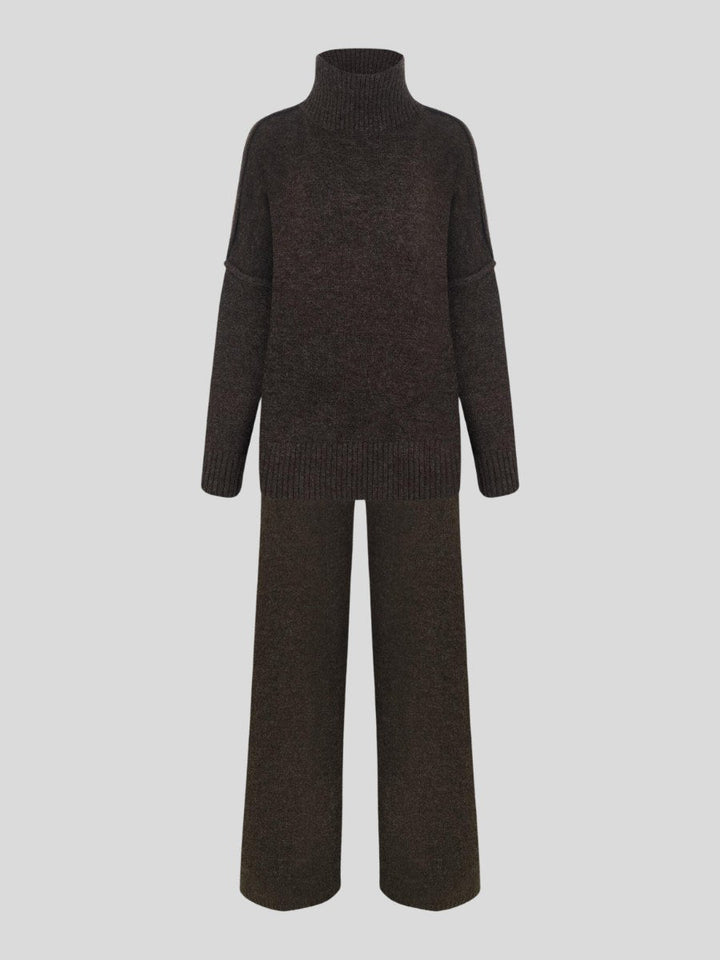 Corinne | Women's Oversized Two-Piece Set, Wide-Leg Turtleneck Lounge Set | Animated Apparel