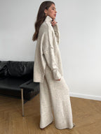 Corinne | Women's Oversized Two-Piece Set, Wide-Leg Turtleneck Lounge Set | Animated Apparel