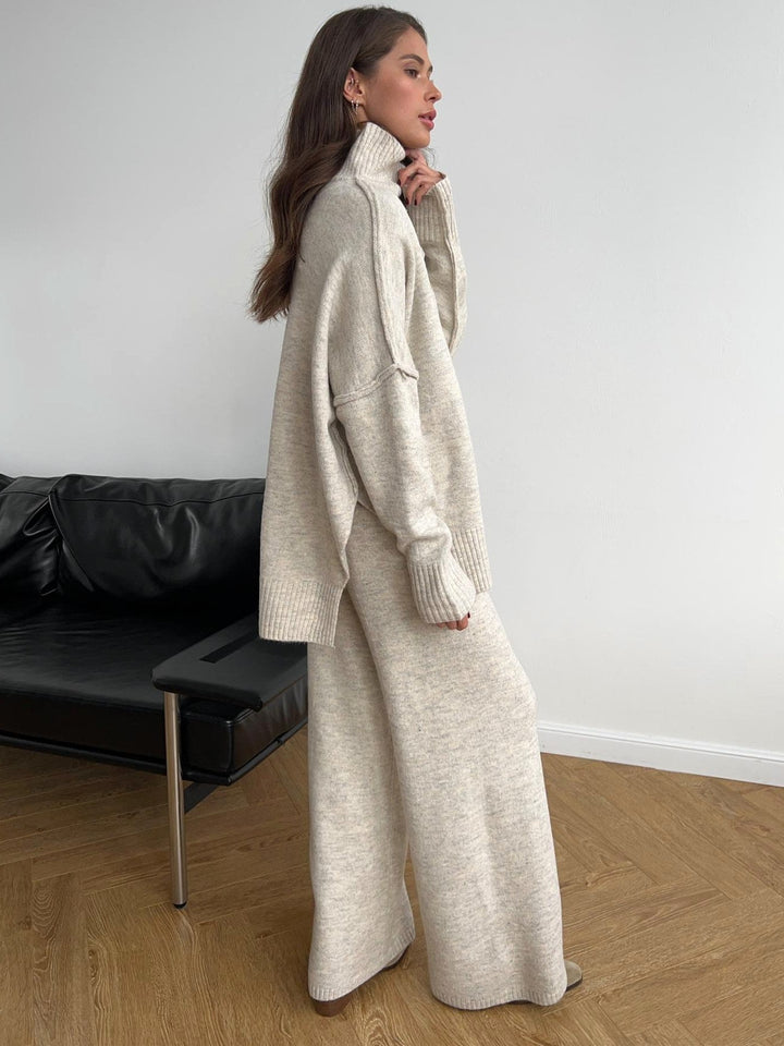 Corinne | Women's Oversized Two-Piece Set, Wide-Leg Turtleneck Lounge Set | Animated Apparel