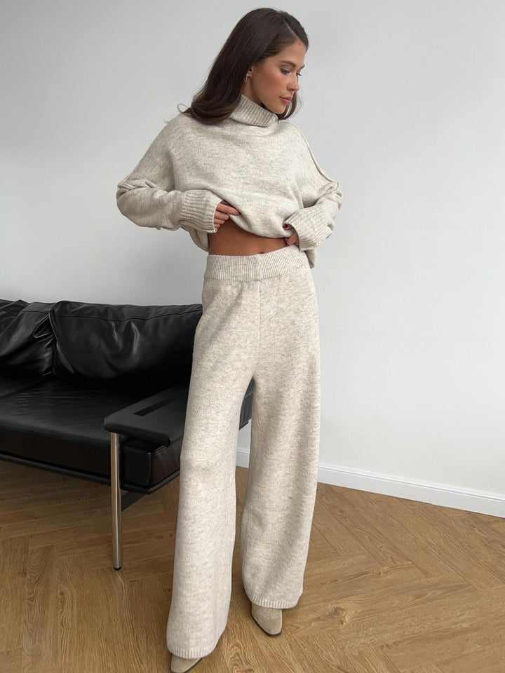 Corinne | Women's Oversized Two-Piece Set, Wide-Leg Turtleneck Lounge Set | Animated Apparel