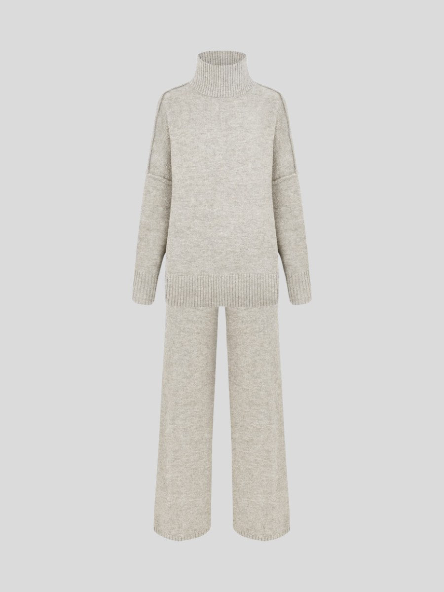 Corinne | Women's Oversized Two-Piece Set, Wide-Leg Turtleneck Lounge Set | Animated Apparel