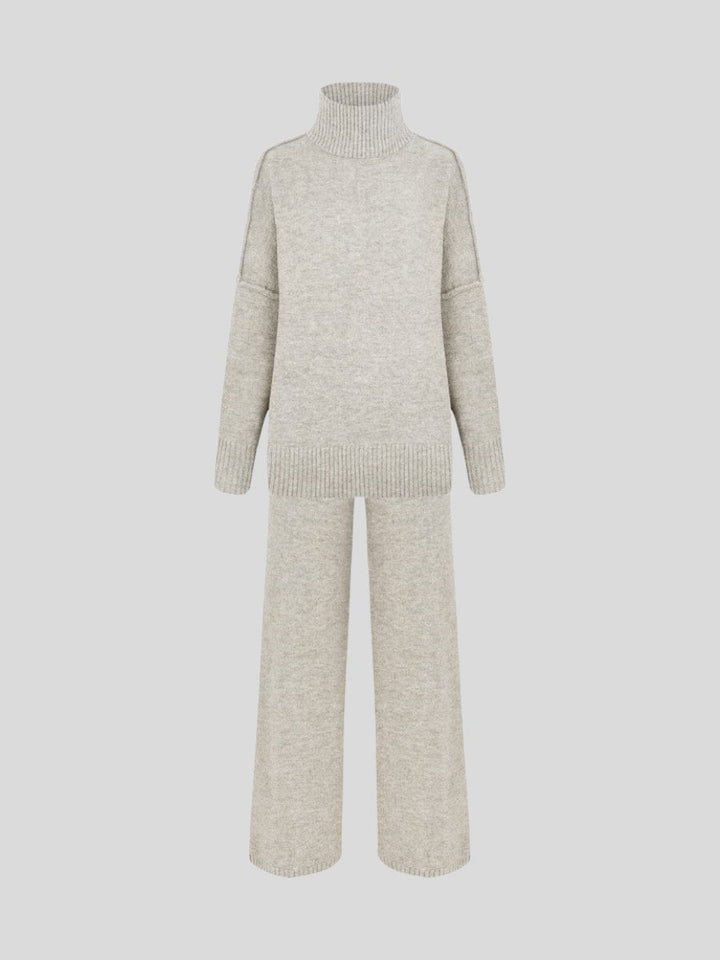Corinne | Women's Oversized Two-Piece Set, Wide-Leg Turtleneck Lounge Set | Animated Apparel