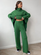 Corinne | Women's Oversized Two-Piece Set, Wide-Leg Turtleneck Lounge Set | Animated Apparel