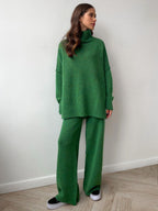 Corinne | Women's Oversized Two-Piece Set, Wide-Leg Turtleneck Lounge Set | Animated Apparel
