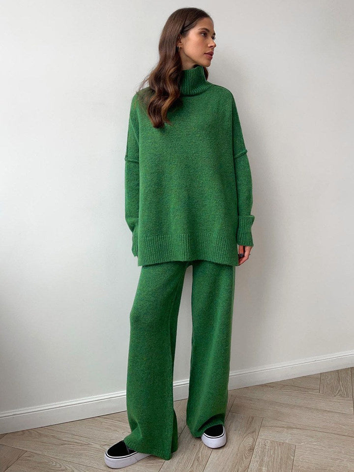 Corinne | Women's Oversized Two-Piece Set, Wide-Leg Turtleneck Lounge Set | Animated Apparel