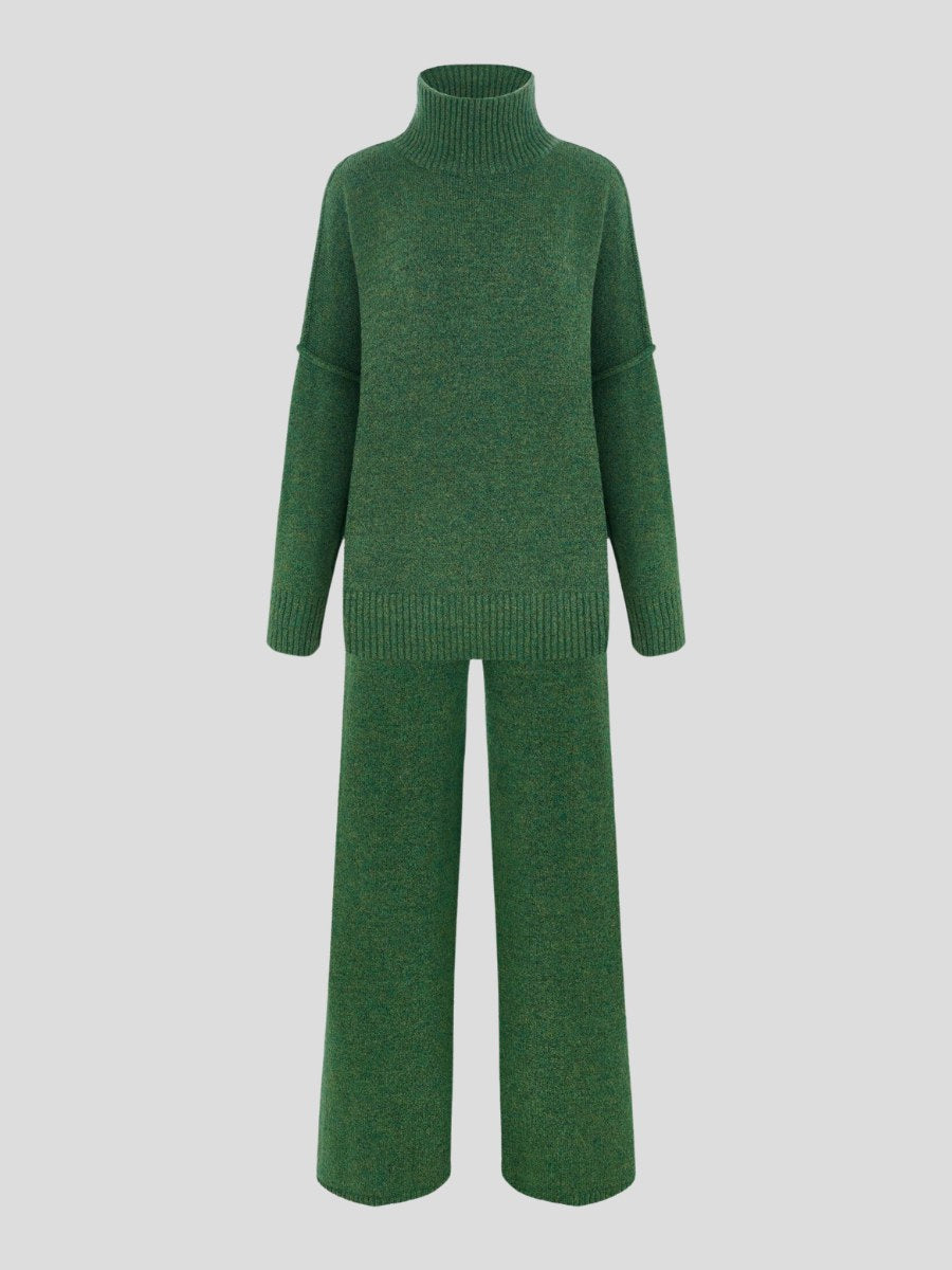 Corinne | Women's Oversized Two-Piece Set, Wide-Leg Turtleneck Lounge Set | Animated Apparel