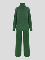 Corinne | Women's Oversized Two-Piece Set, Wide-Leg Turtleneck Lounge Set | Animated Apparel