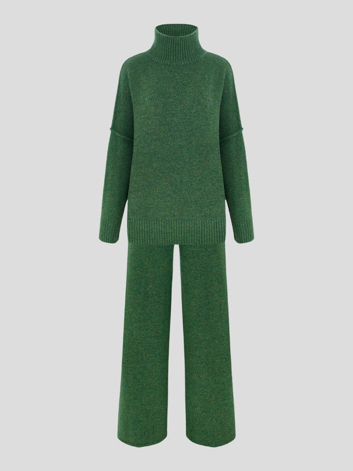 Corinne | Women's Oversized Two-Piece Set, Wide-Leg Turtleneck Lounge Set | Animated Apparel