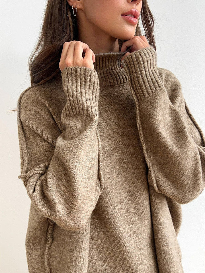 Corinne | Women's Oversized Two-Piece Set, Wide-Leg Turtleneck Lounge Set | Animated Apparel