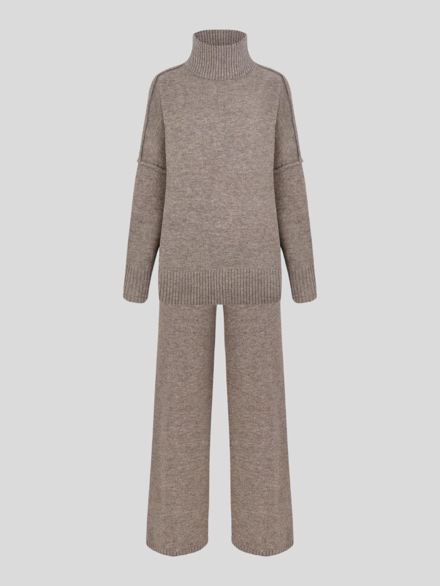 Corinne | Women's Oversized Two-Piece Set, Wide-Leg Turtleneck Lounge Set | Animated Apparel