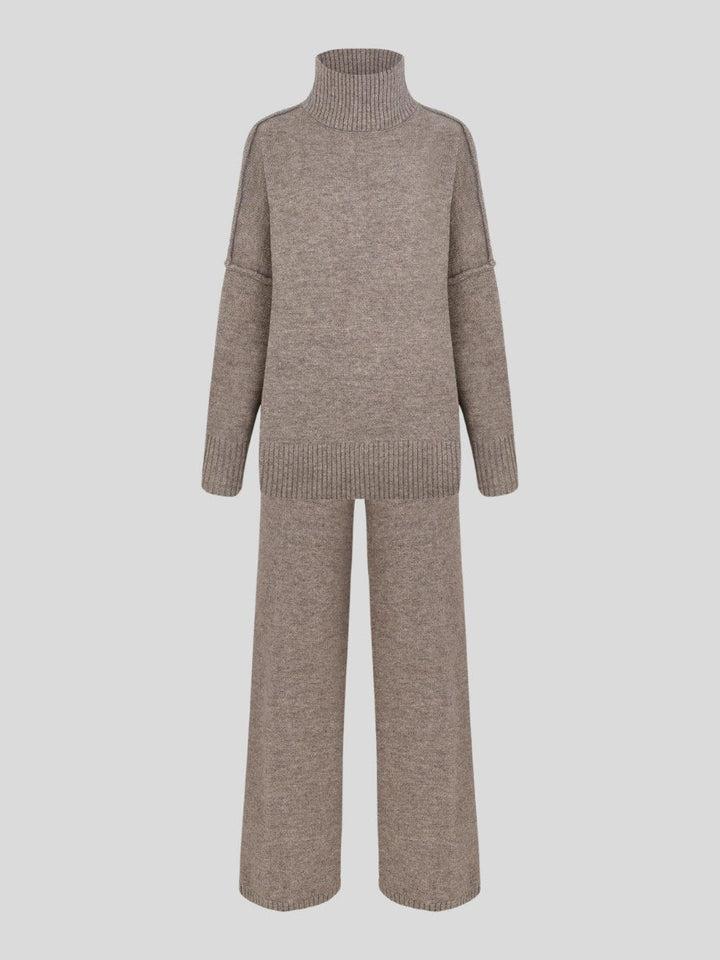 Corinne | Women's Oversized Two-Piece Set, Wide-Leg Turtleneck Lounge Set | Animated Apparel