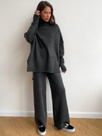 Corinne | Women's Oversized Two-Piece Set, Wide-Leg Turtleneck Lounge Set | Animated Apparel
