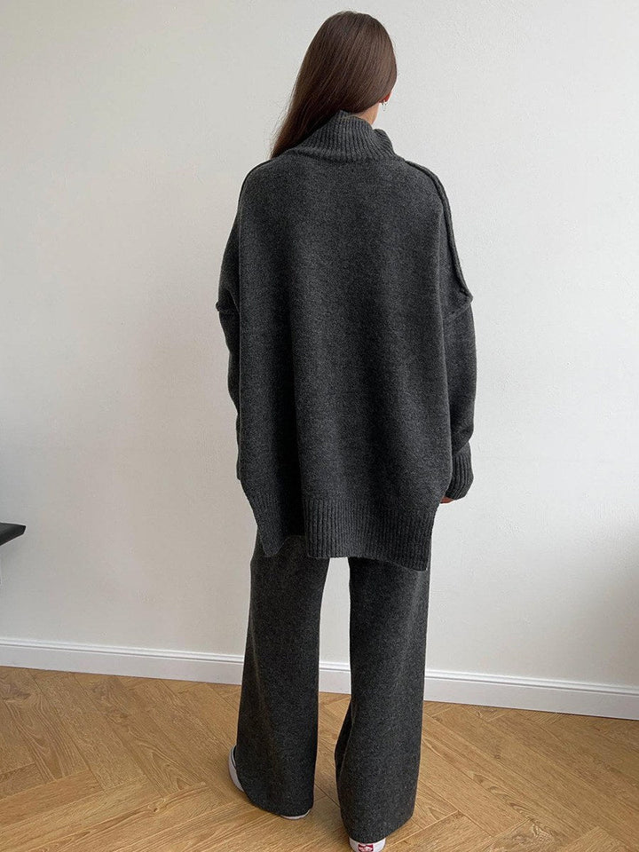 Corinne | Women's Oversized Two-Piece Set, Wide-Leg Turtleneck Lounge Set | Animated Apparel