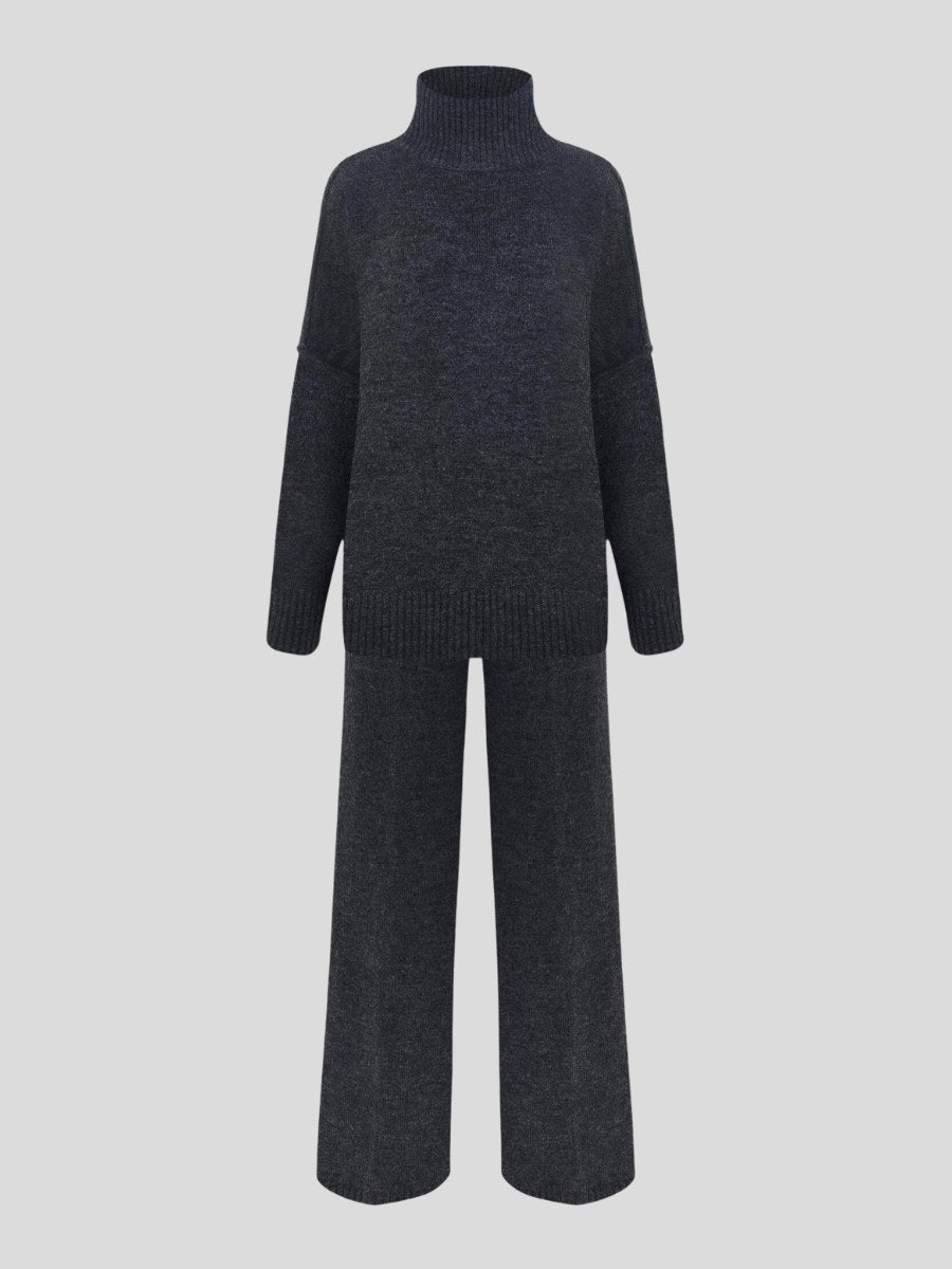 Corinne | Women's Oversized Two-Piece Set, Wide-Leg Turtleneck Lounge Set | Animated Apparel