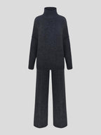 Corinne | Women's Oversized Two-Piece Set, Wide-Leg Turtleneck Lounge Set | Animated Apparel