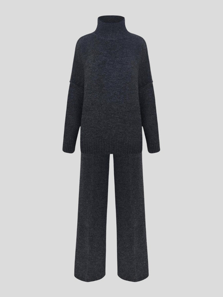 Corinne | Women's Oversized Two-Piece Set, Wide-Leg Turtleneck Lounge Set | Animated Apparel