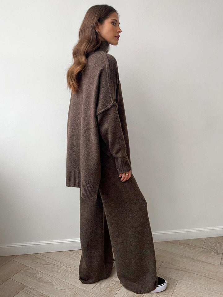 Corinne | Women's Oversized Two-Piece Set, Wide-Leg Turtleneck Lounge Set | Animated Apparel
