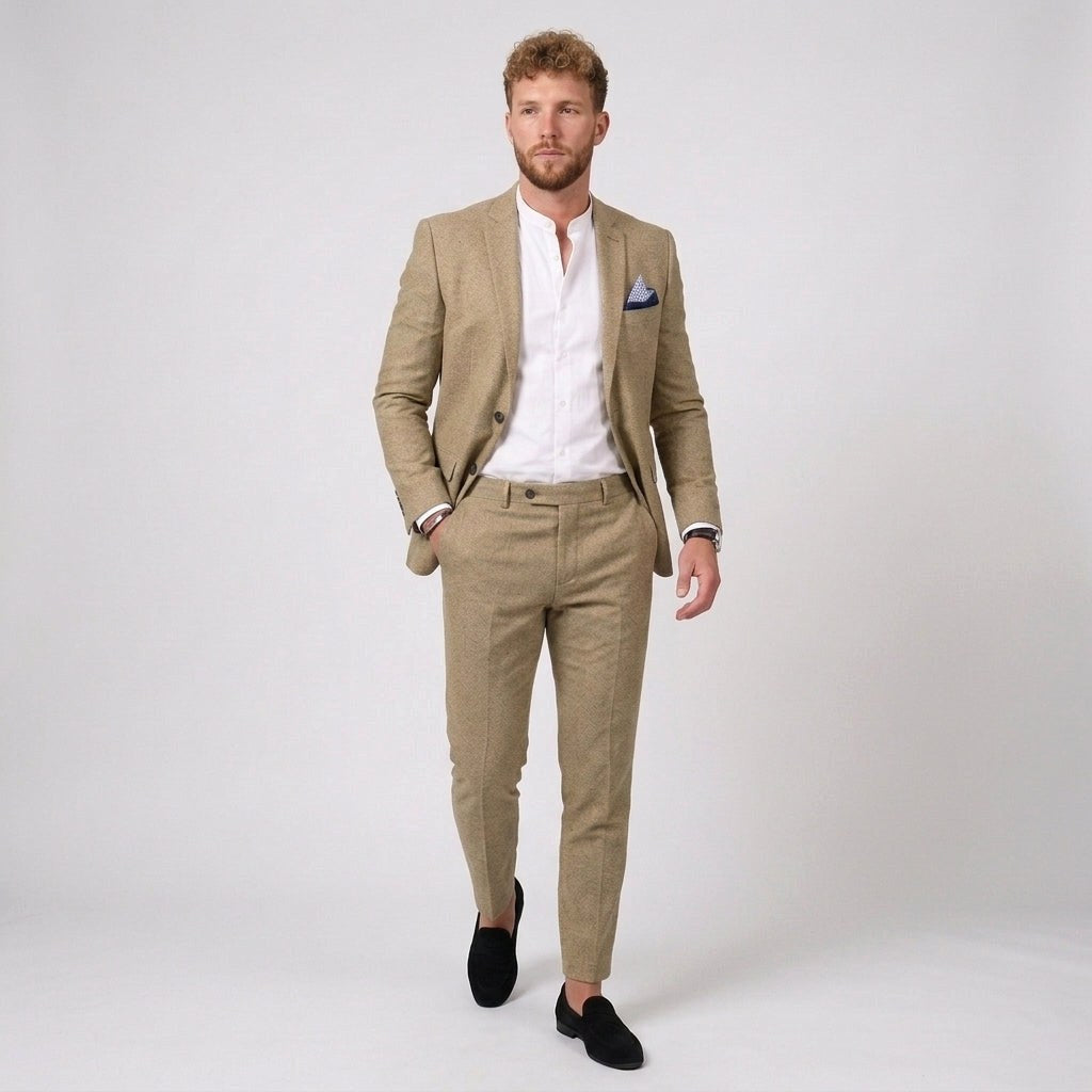 Beau | Men's Slim Fit Linen Suit, Two-Piece Suit | Animated Apparel